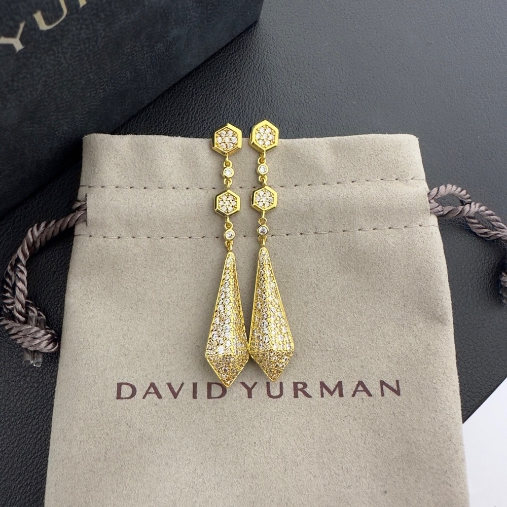 ✨David Yurman Gold Pavé Hexagon Drop Earrings